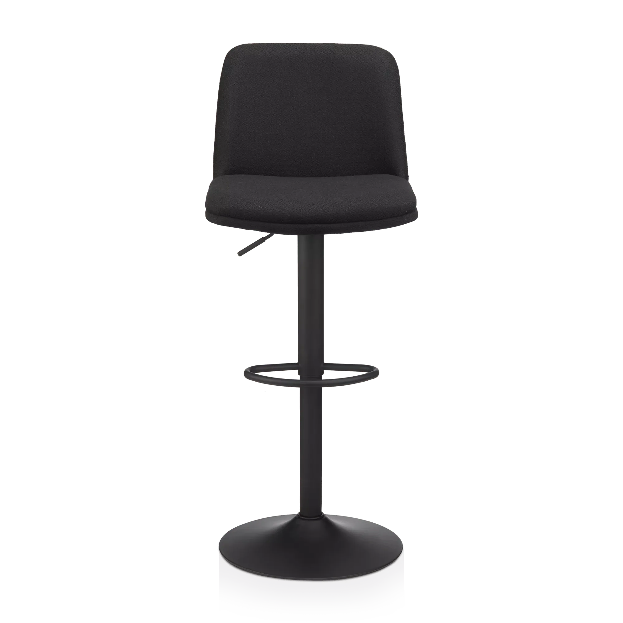 Black Fabric and Metal Adjustable Bar Stool - Image 6