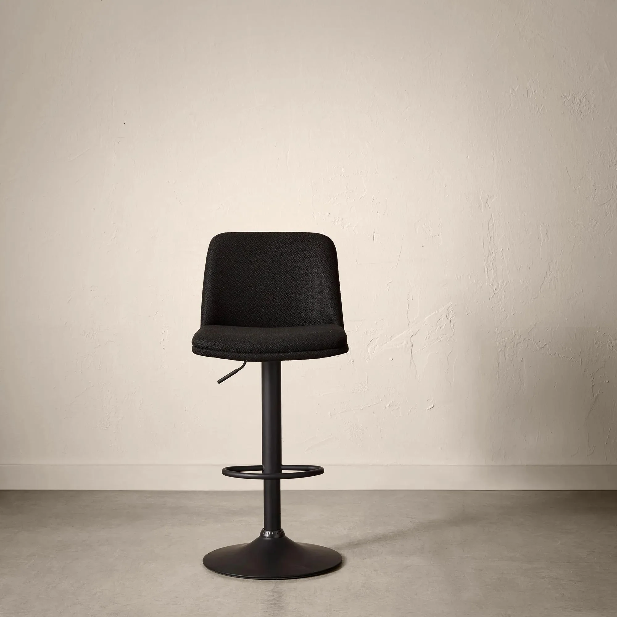 Black Fabric and Metal Adjustable Bar Stool - Image 4