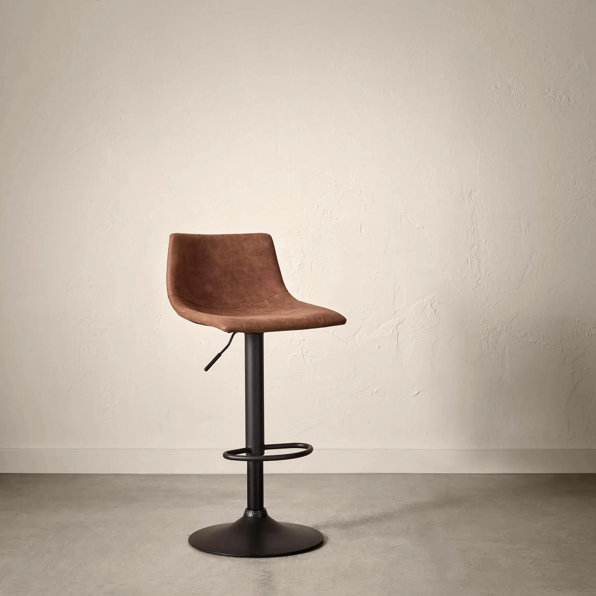 Faux Leather and Metal Adjustable Bar Stool - Image 3