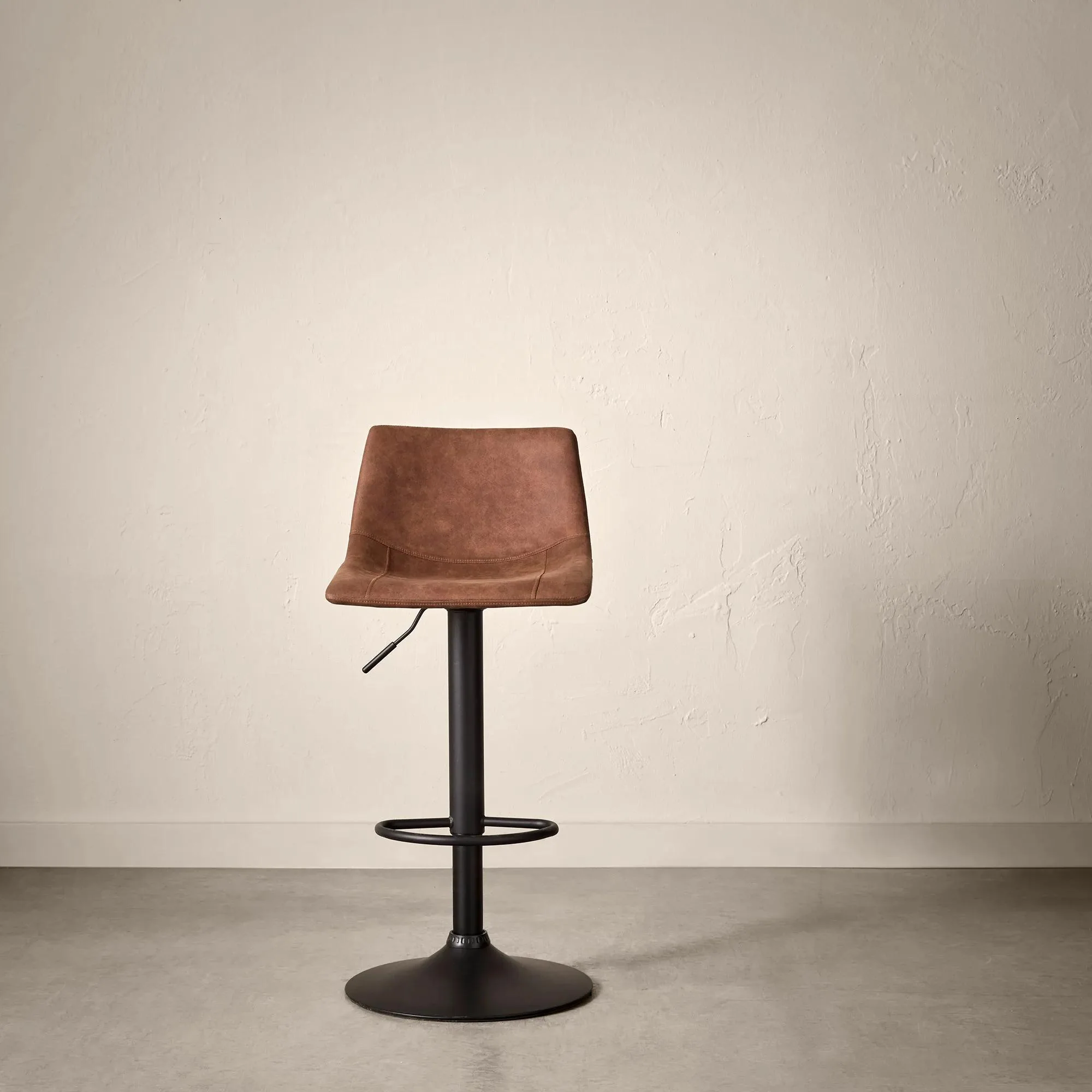 Faux Leather and Metal Adjustable Bar Stool - Image 4