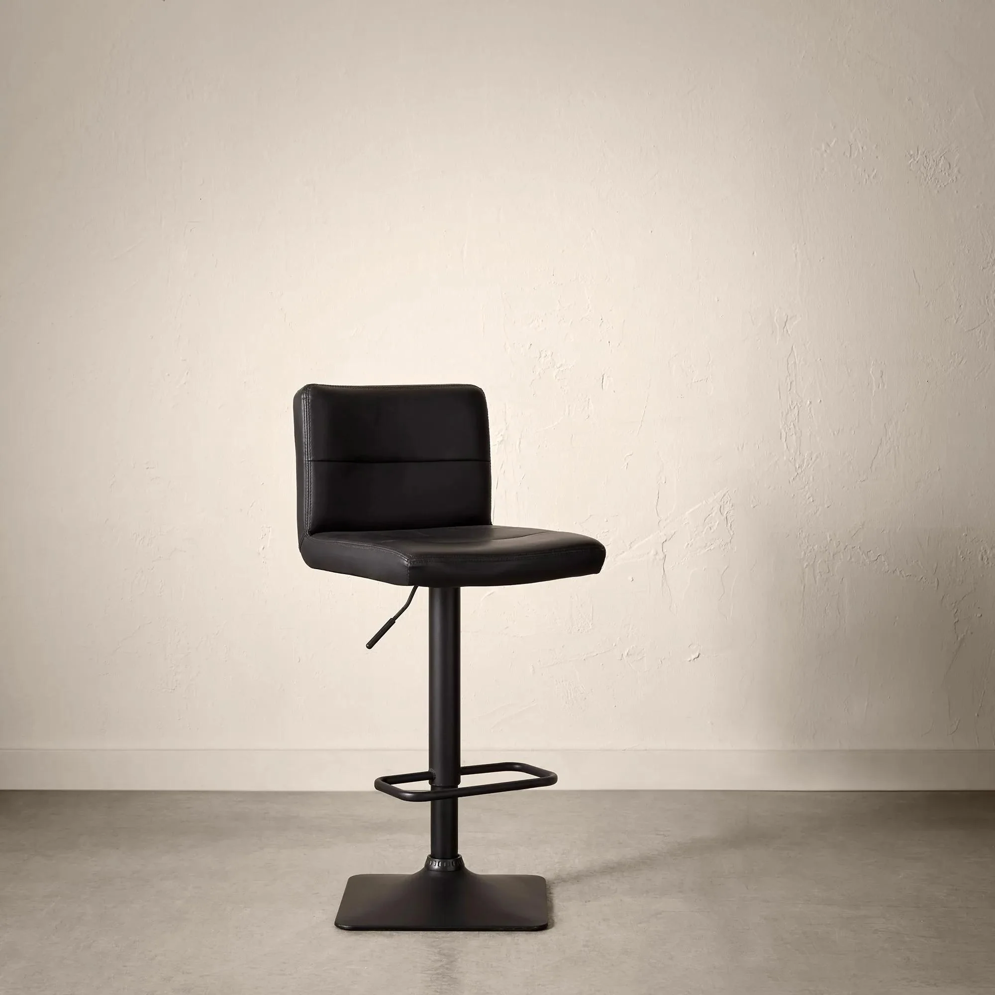 Black Matte Faux Leather and Metal Adjustable Bar Stool - Image 3
