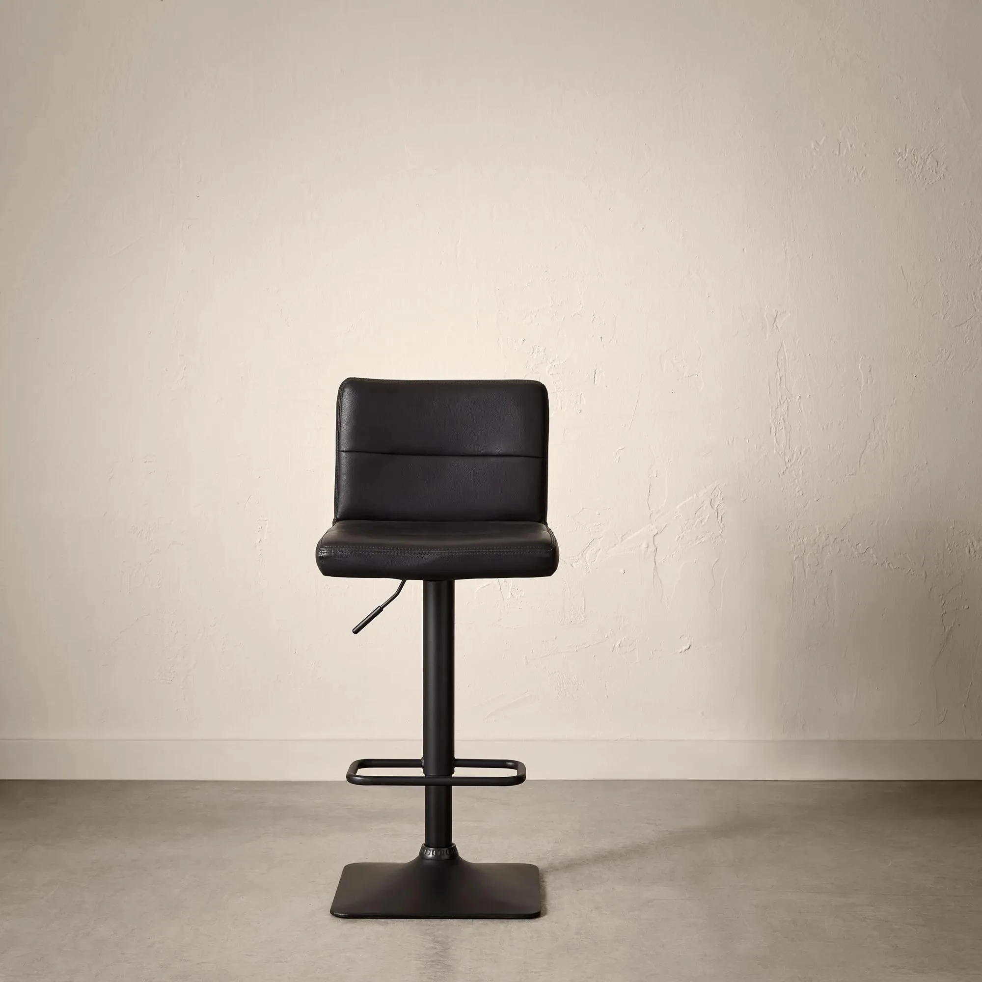 Black Matte Faux Leather and Metal Adjustable Bar Stool - Image 4