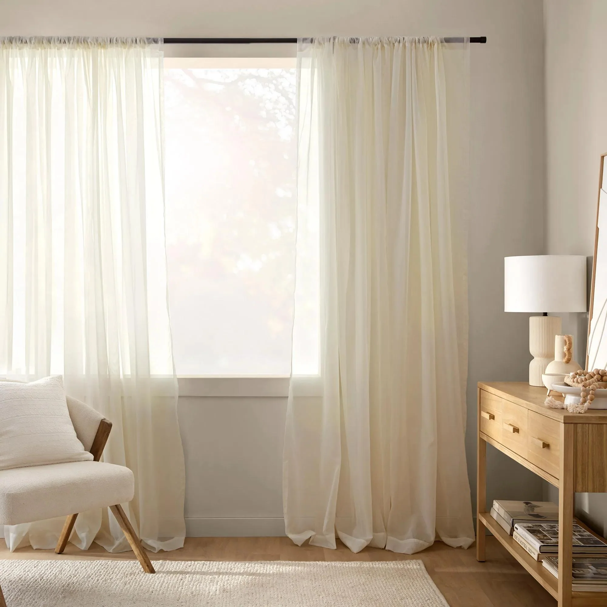 White Rod Pocket Sheer Curtain - Image 4