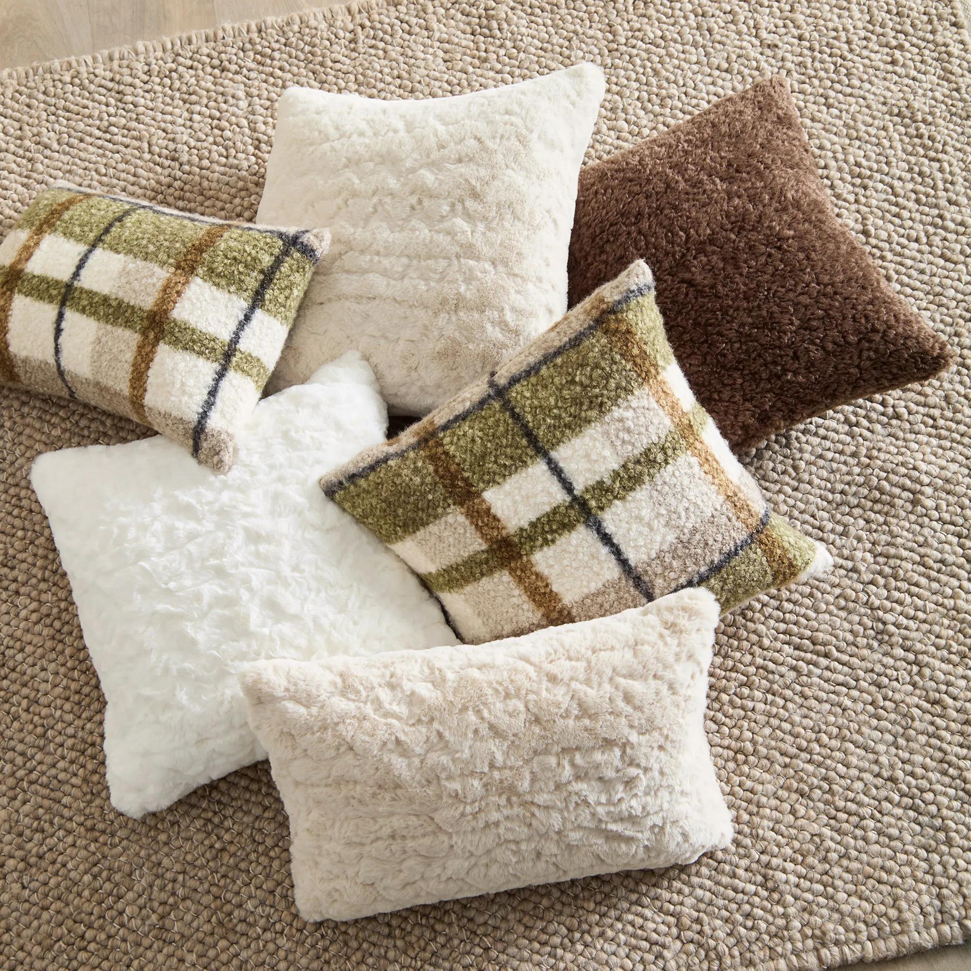 Off White Sheep Faux Fur Throw Pillow - Image 4