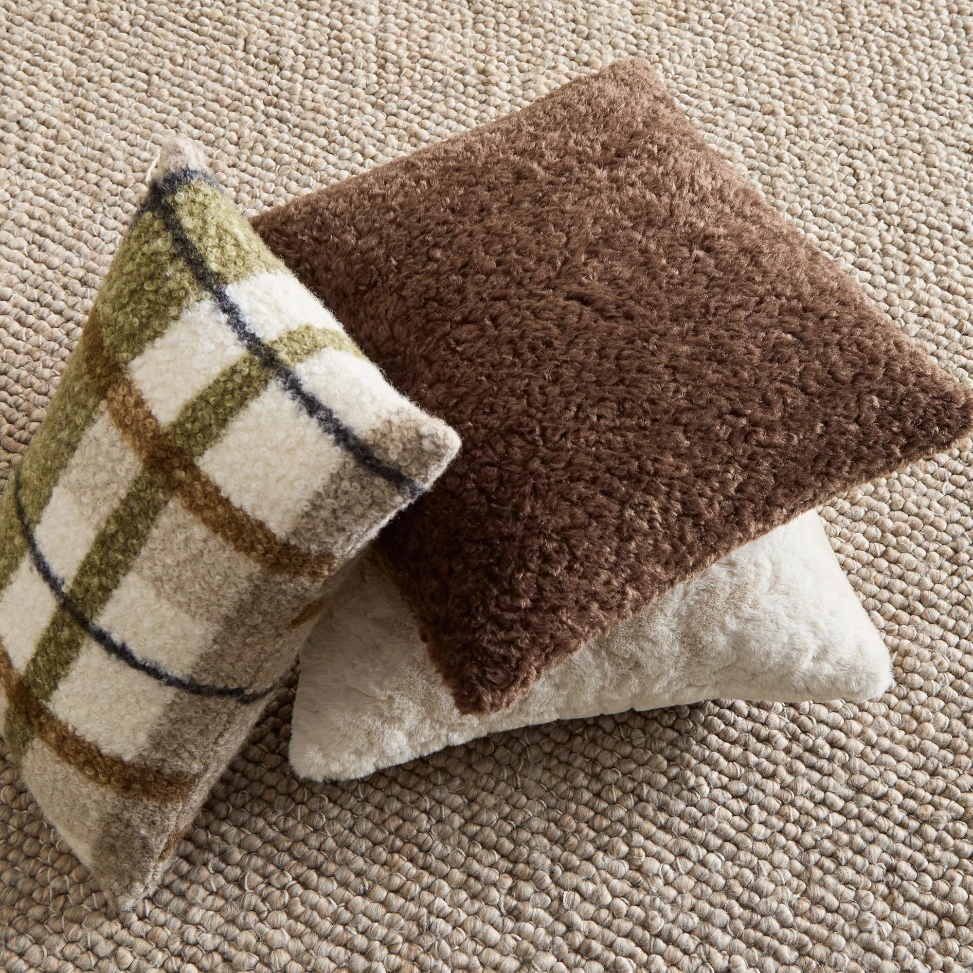 Off White Sheep Faux Fur Throw Pillow - Image 8