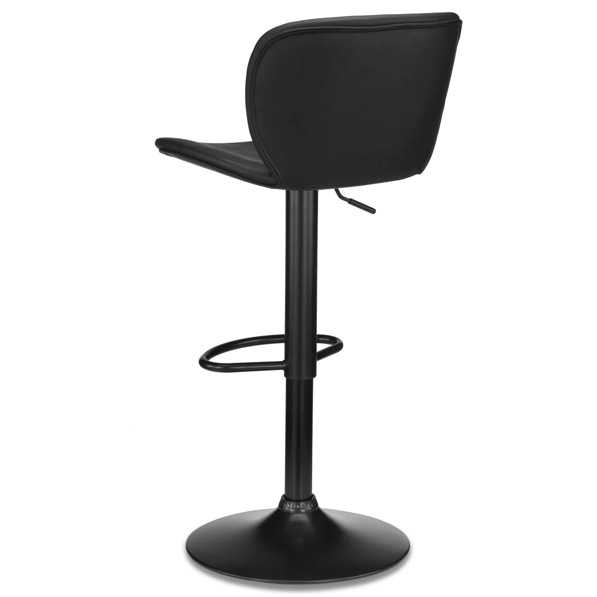 Black Textured Faux Leather & Metal Adjustable Bar Stool - Image 10