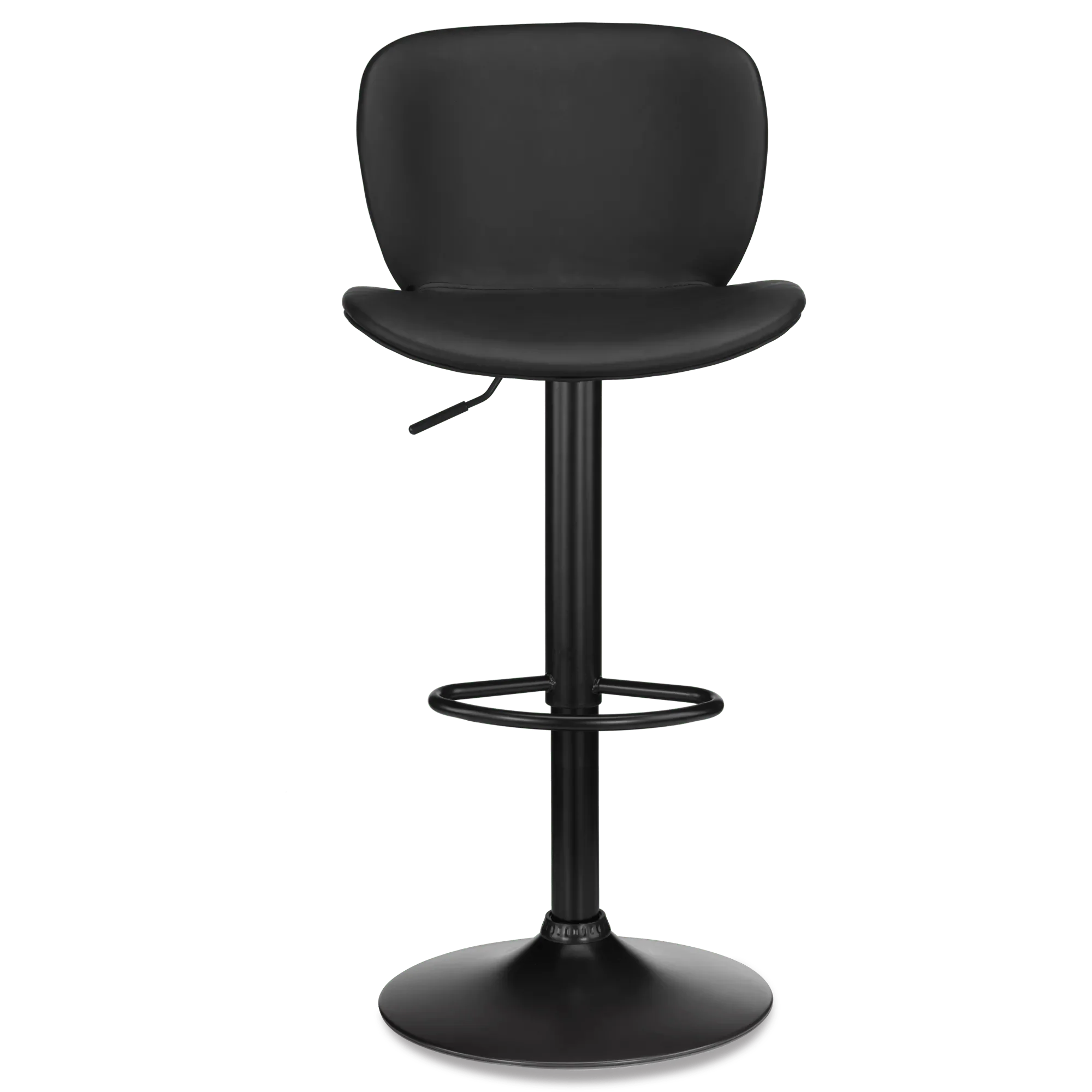 Black Textured Faux Leather & Metal Adjustable Bar Stool - Image 6